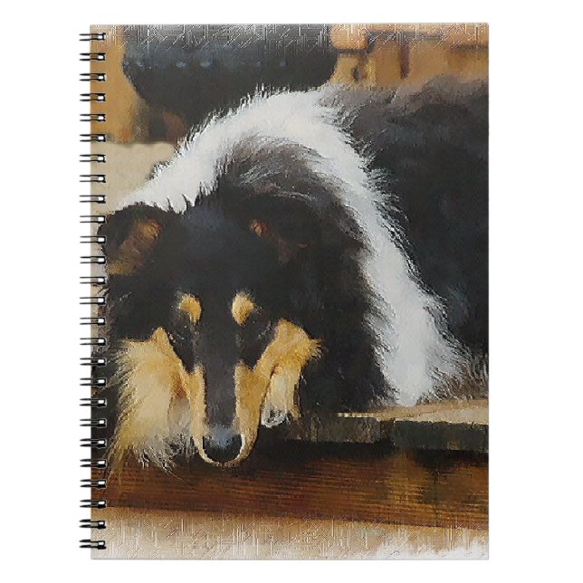 She Waits Tri Colour Collie Spiral Notebook (Front)