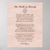 She Walks in Beauty Lord Byron Love Poem Poster