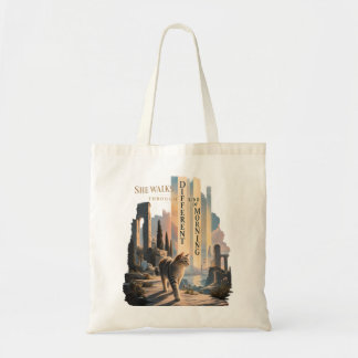 She Walks Through a Different Kind of Morning Poet Tote Bag