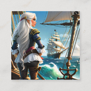 She was a fierce pirate, with a long white mane th square business card
