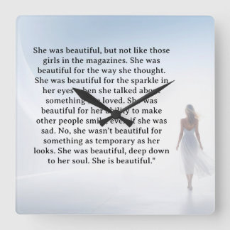 She was beautiful quote square wall clock