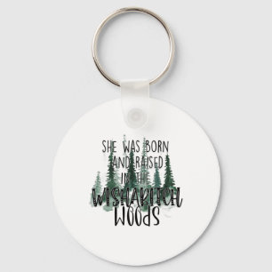 She Was Born And Raised In Wisha Woods Camper Key Ring
