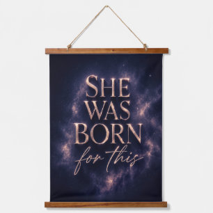 She Was Born For This - Dark Aesthetic Quote Hanging Tapestry