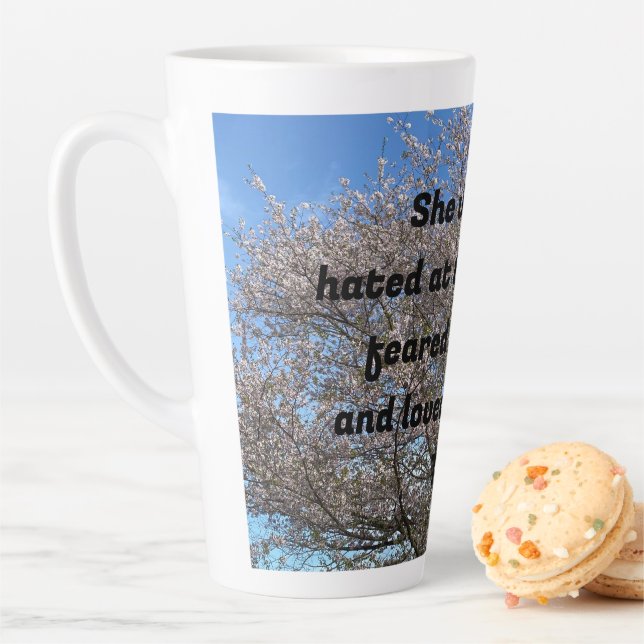 "She was hated at tea parties . . ." Latte Mug (In Situ)