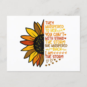 She Whispered Back I Am The Storm Funny Sunflower Postcard