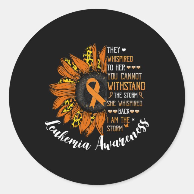 She Whispered Back I Am The Storm Leukaemia Awaren Classic Round Sticker (Front)