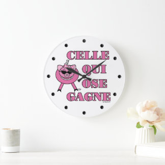 She Who Dares Wins French Saying Wall Clock