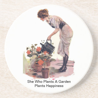 She Who Plants A Garden Plants Happiness Coaster