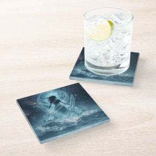 She Who Rises from the Crystal Sea Glass Coaster
