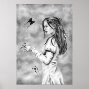 She with the butterflies Poster
