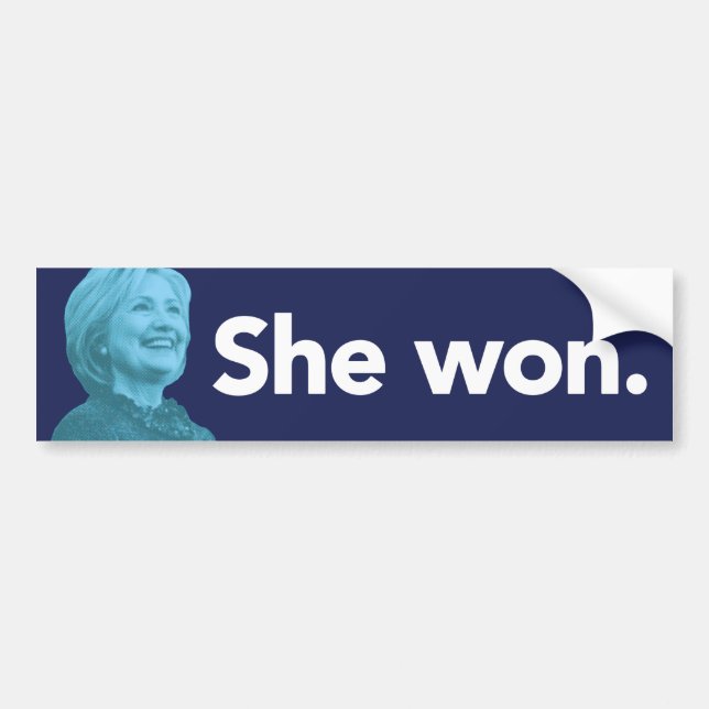 She Won Bumper Sticker (Front)