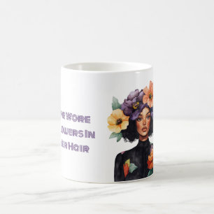 She Wore Flowers in Her Hair Black Female Coffee Mug