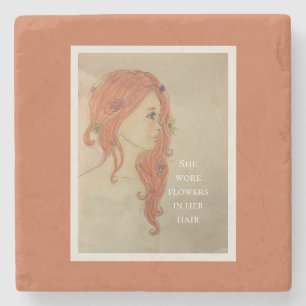 She Wore Flowers In Her Hair Stone Coaster