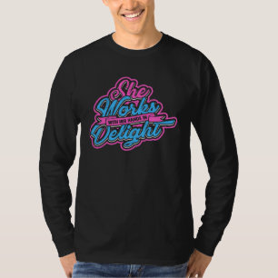 She works with her hands in delight Yarn and need T-Shirt