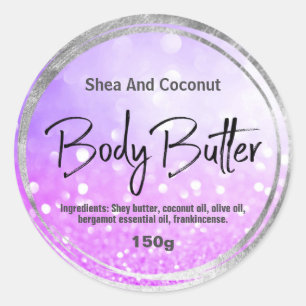 Shea Body Butter Bokeh Blue Purple Silver Labels