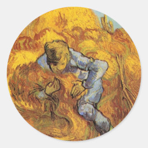 Sheaf Binder (after Millet) by Vincent van Gogh Classic Round Sticker