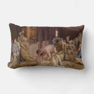 Shearing the Rams (Australian Art) (Tom Roberts) Lumbar Cushion