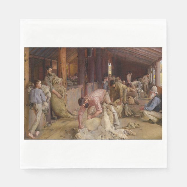 Shearing the Rams (Australian Art) (Tom Roberts) Napkin (Front)