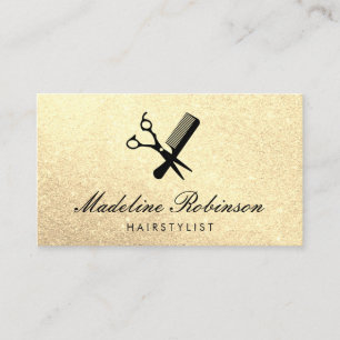 Shears and Comb Elegant Glitter Business Card