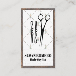 Shears and Hair Pins   Wood  Trim Boho Style Appointment Card