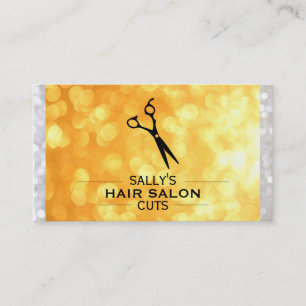 Shears Logo with Dividers (gold & white bokeh) Business Card
