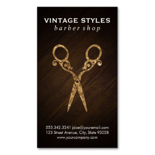 Shears Ornate / Gold Wooden Magnetic Business Card