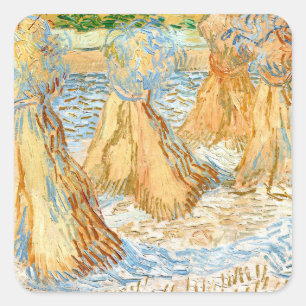 Sheaves of Wheat (1890) Vincent Van Gogh scrapbook Square Sticker