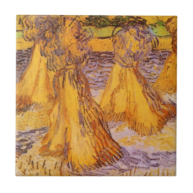 Sheaves of Wheat by Vincent van Gogh Tile (Front)