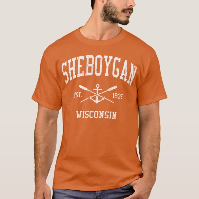 Sheboygan Wi Crossed Oars Boat Anchor Sports frien T-Shirt (Front)