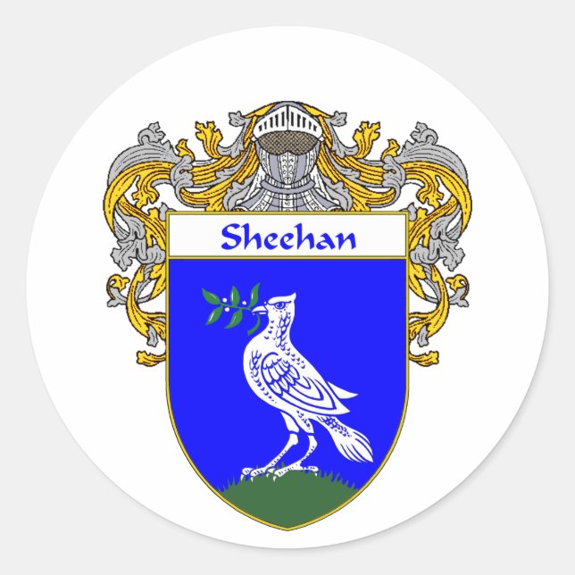 Sheehan Coat of Arms (Mantled) Classic Round Sticker (Front)