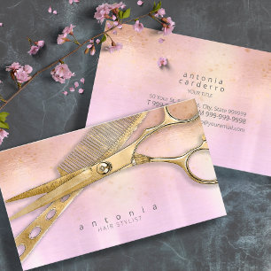 Sheen and Shears Hair Stylist Gold/Orchid ID814 Business Card