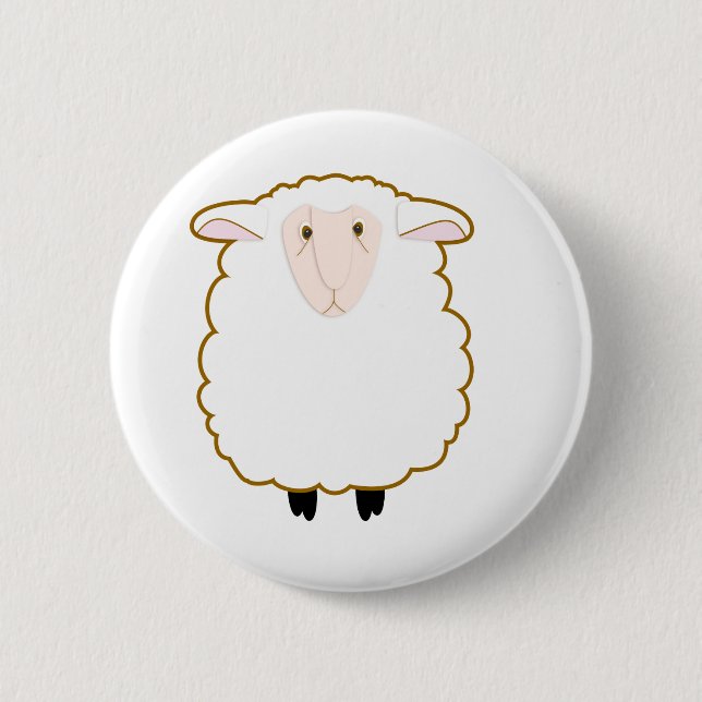 Sheep 6 Cm Round Badge (Front)