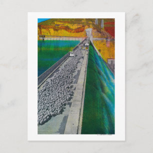 Sheep across Grand Coulee Dam Postcard