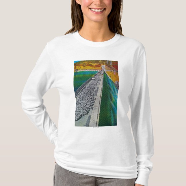 Sheep across Grand Coulee Dam T-Shirt (Front)