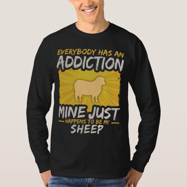 Sheep Addiction Funny Farm Animal Lover T-Shirt (Front)