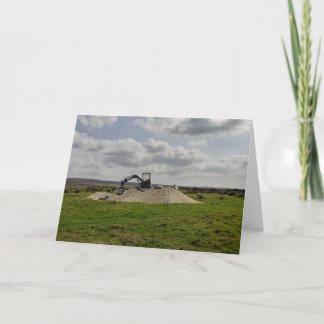 Sheep and a digger, North Yorkshire. Blank Card
