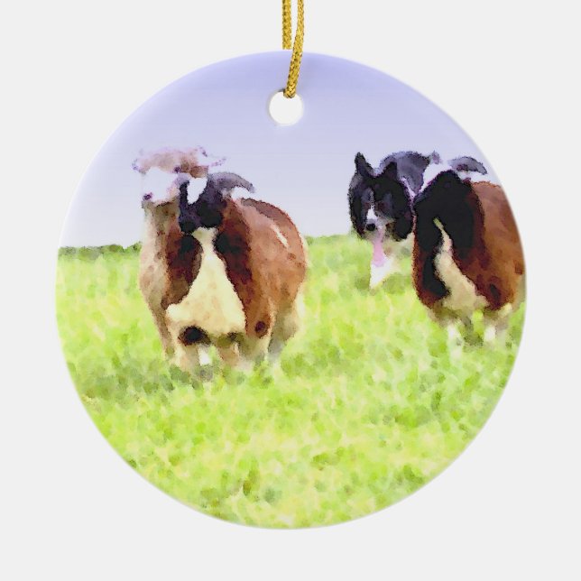 Sheep and border collie ornament (Front)