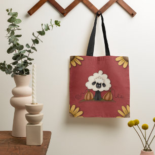 Sheep And Flowers Tote Bag