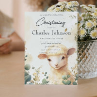 Sheep and Green Flowers Son Christening