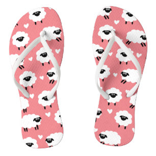 Sheep and Hearts - Pink Jandals