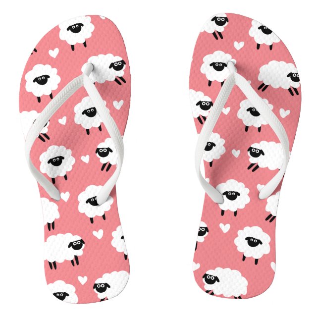 Sheep and Hearts - Pink Jandals (Footbed)