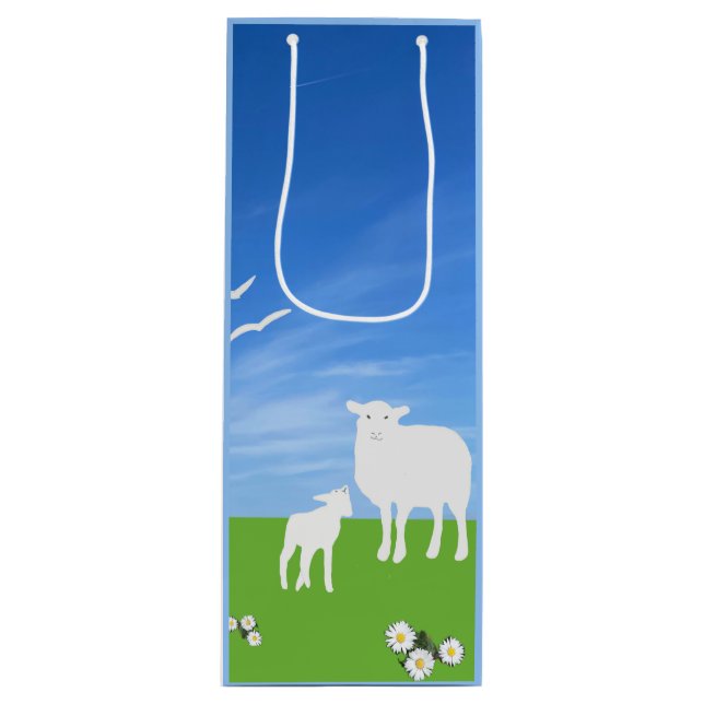 Sheep and Lamb editable Easter Wine Gift Bag (Front)