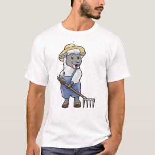 Sheep as Farmer with Rake & Hat T-Shirt