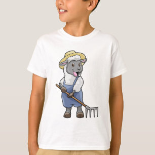 Sheep as Farmer with Rake & Hat T-Shirt