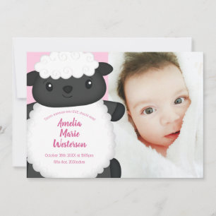Sheep Baby Announcement Pink