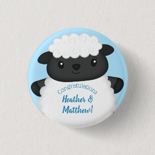 Sheep Baby Shower Blue 3 Cm Round Badge