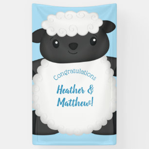 Sheep Baby Shower Blue Banner