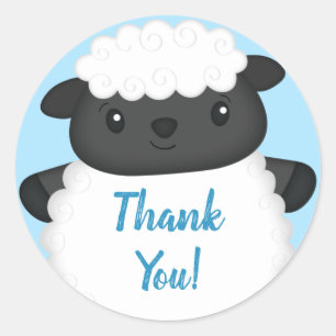 Sheep Baby Shower Blue Classic Round Sticker