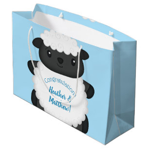 Sheep Baby Shower Blue Large Gift Bag