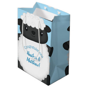 Sheep Baby Shower Blue Medium Gift Bag